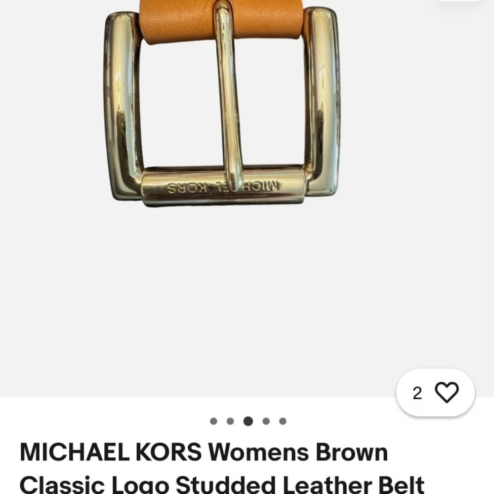 Womans Brown Leather Belt with Gold Buckle small belt
